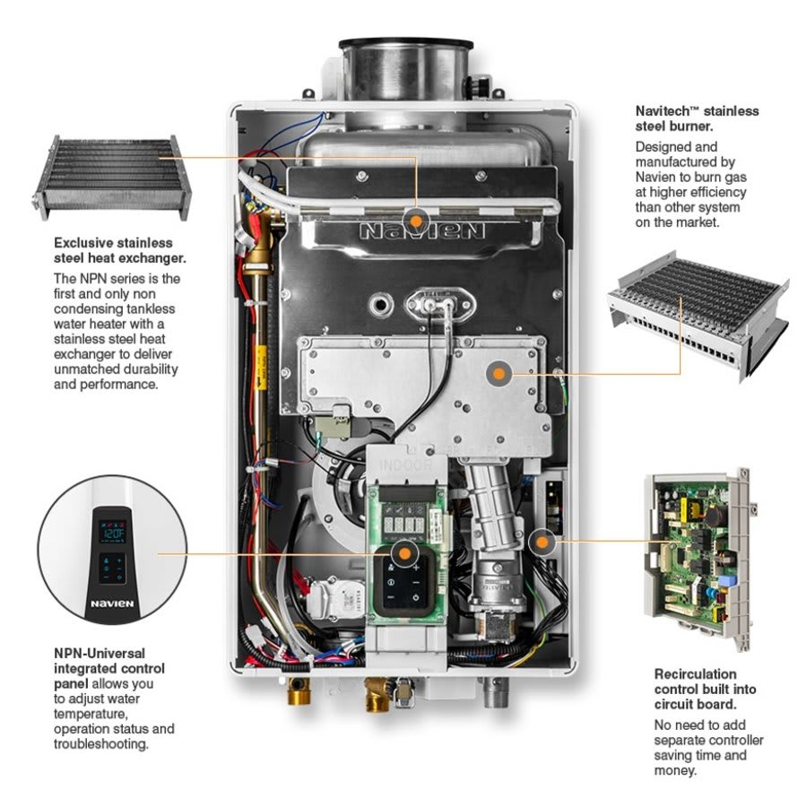 Tankless Water Heater, 160 Kbtu/hr, Natural Gas, Indoor/Outdoor, Ultra Low NOx, 0.81 EF