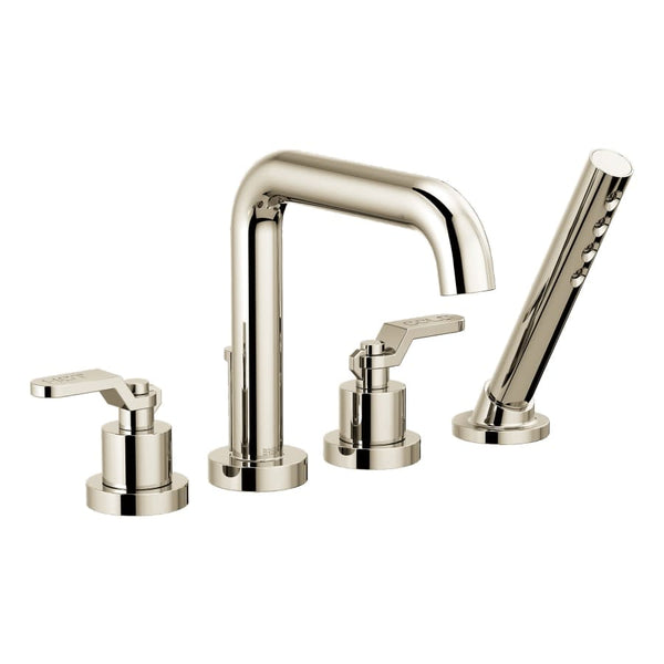 Litze Deck Mounted Roman Tub Filler with Built-In Diverter and Hand Shower - Less Rough In