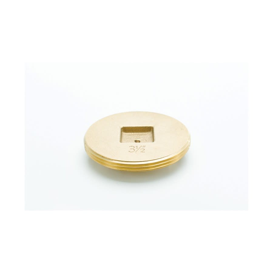 Countersunk Square Tapped Cleanout Plug, 3-1/2 in, 1/4-20, Brass