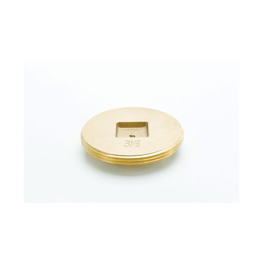 Countersunk Square Tapped Cleanout Plug, 3-1/2 in, 1/4-20, Brass