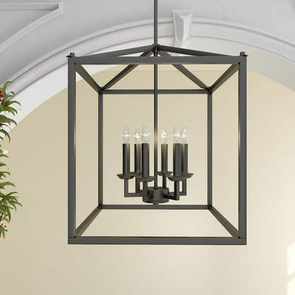 Dawn 6-Light Matte Black Chandelier 16"