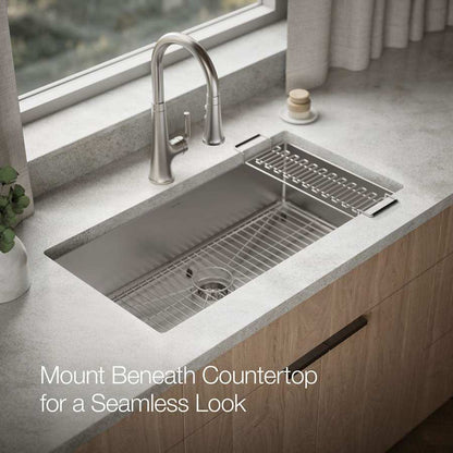 Strive 35" Single Basin Undermount 16-Gauge Stainless Steel Kitchen Sink with SilentShield with Accessories Included