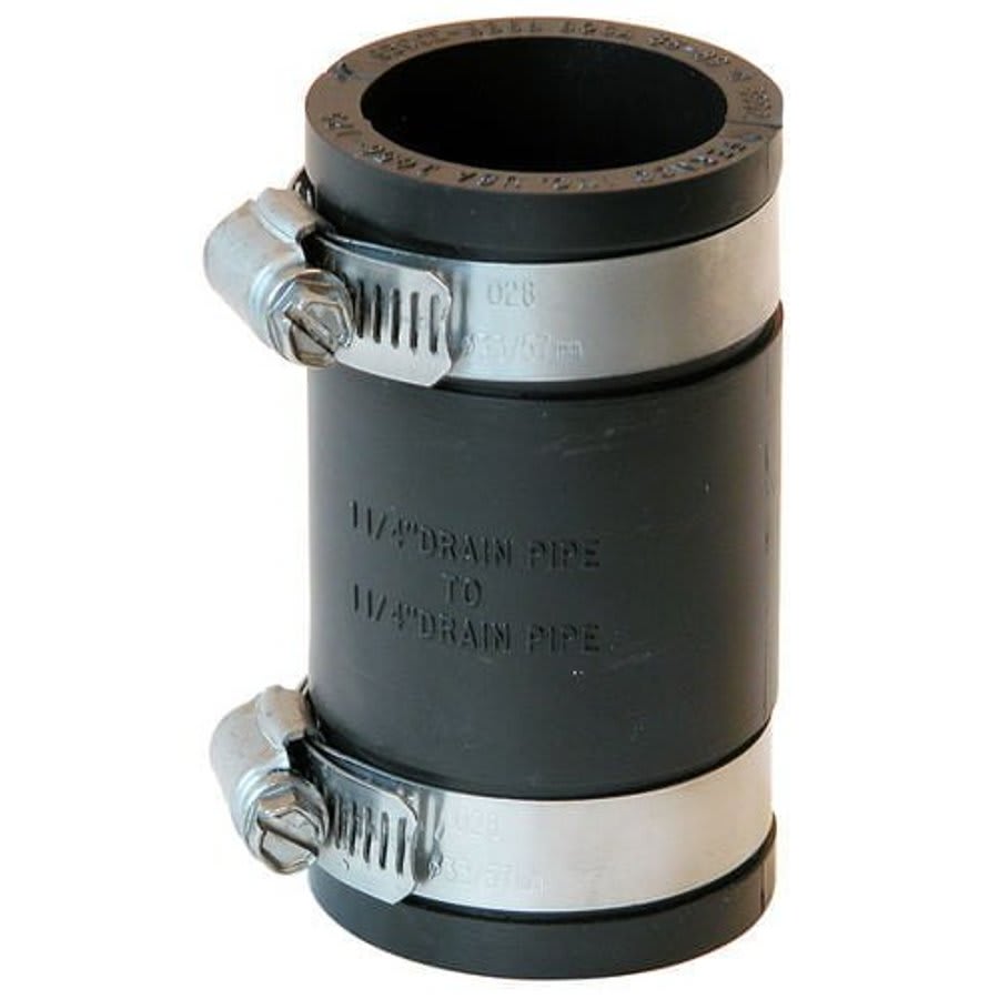 Transition Coupling, 1-1/4 in, Cast Iron/Plastic x Cast Iron/Plastic, Flexible PVC