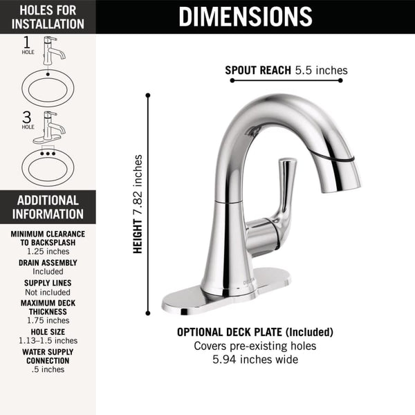 Kayra 1.2 GPM Single Hole Pull-Down Bathroom Faucet with 15-3/4" Hose and Pop-Up Drain Assembly