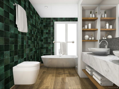 Cloé 5X5 Glossy Ceramic Tile in Green