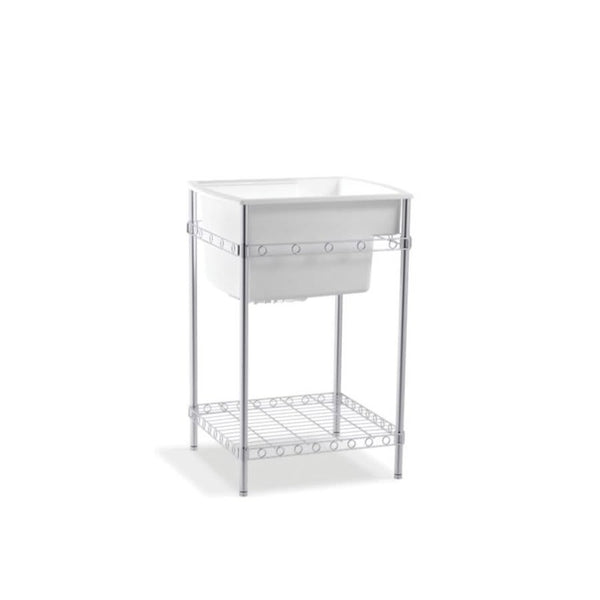 Latitude® Utility Sink, 1 Basin, Floor Mount, 3-Hole, Solid Surface, White