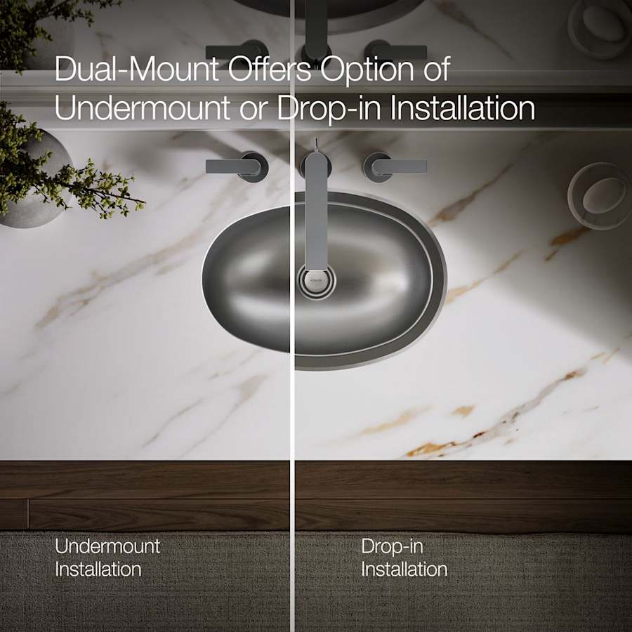 Bolero 15" Stainless Steel Drop In or Undermount Bathroom Sink