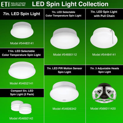 Spin Light 7 in. Motion Sensor Closet Light Garage LED Flush Mount Ceiling Light 830 Lumens 4000K Bright White