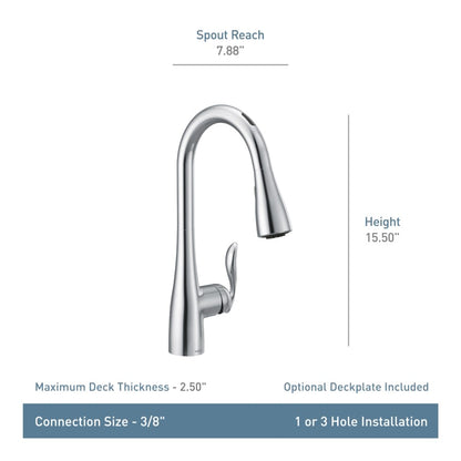 Arbor Smart Faucet 1.5 GPM Single Hole Pull Down Kitchen Faucet with Voice Control