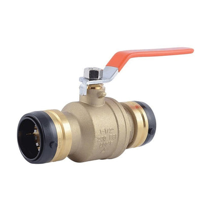 1-Piece Ball Valve, 2 in, Push, Full Port, Plated Brass Ball, Brass