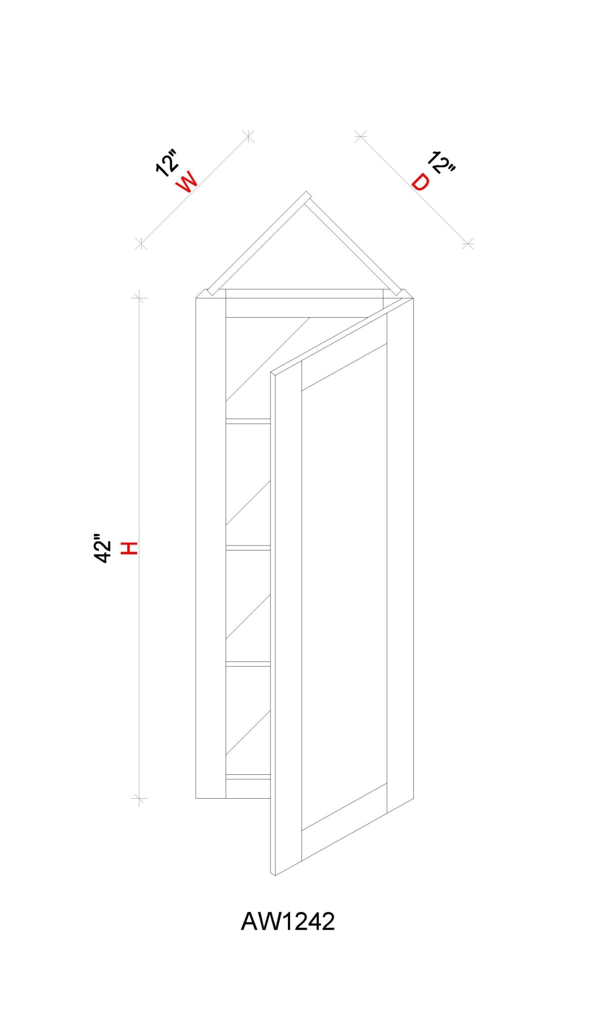 Angle Wall Cabinet- 12"W x 42"H x 12"D