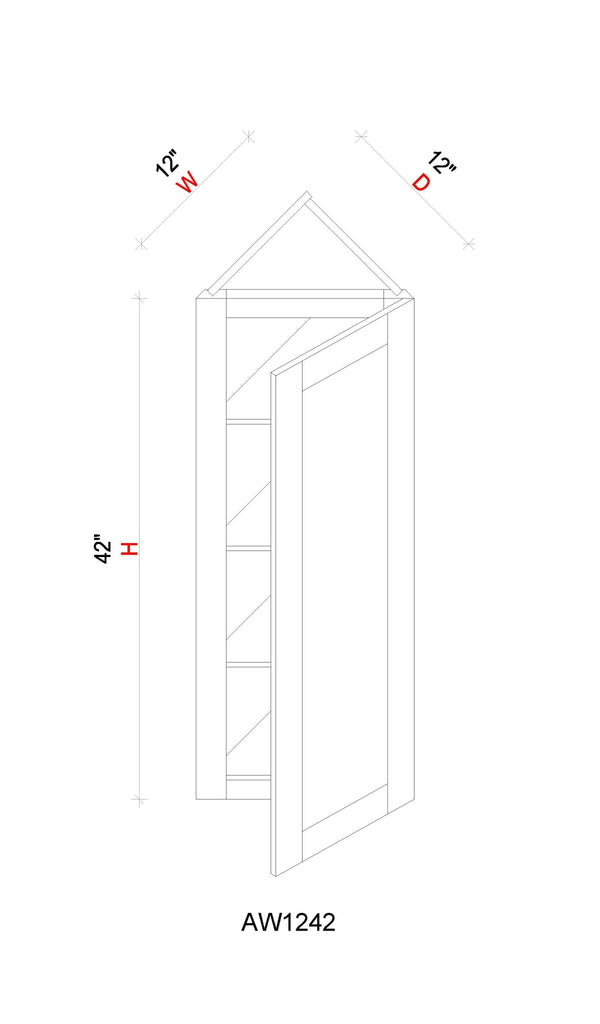 Angle Wall Cabinet- 12"W x 42"H x 12"D