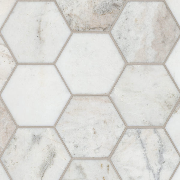 Arabescato Venato White 5" Hexagon Honed