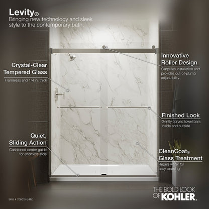 Levity 62" High x 59-5/8" Wide Bypass Frameless Tub Door with Clear Glass