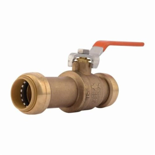 1-Piece Ball Valve, 1 in, Push, Full Port, Brass Ball, Brass