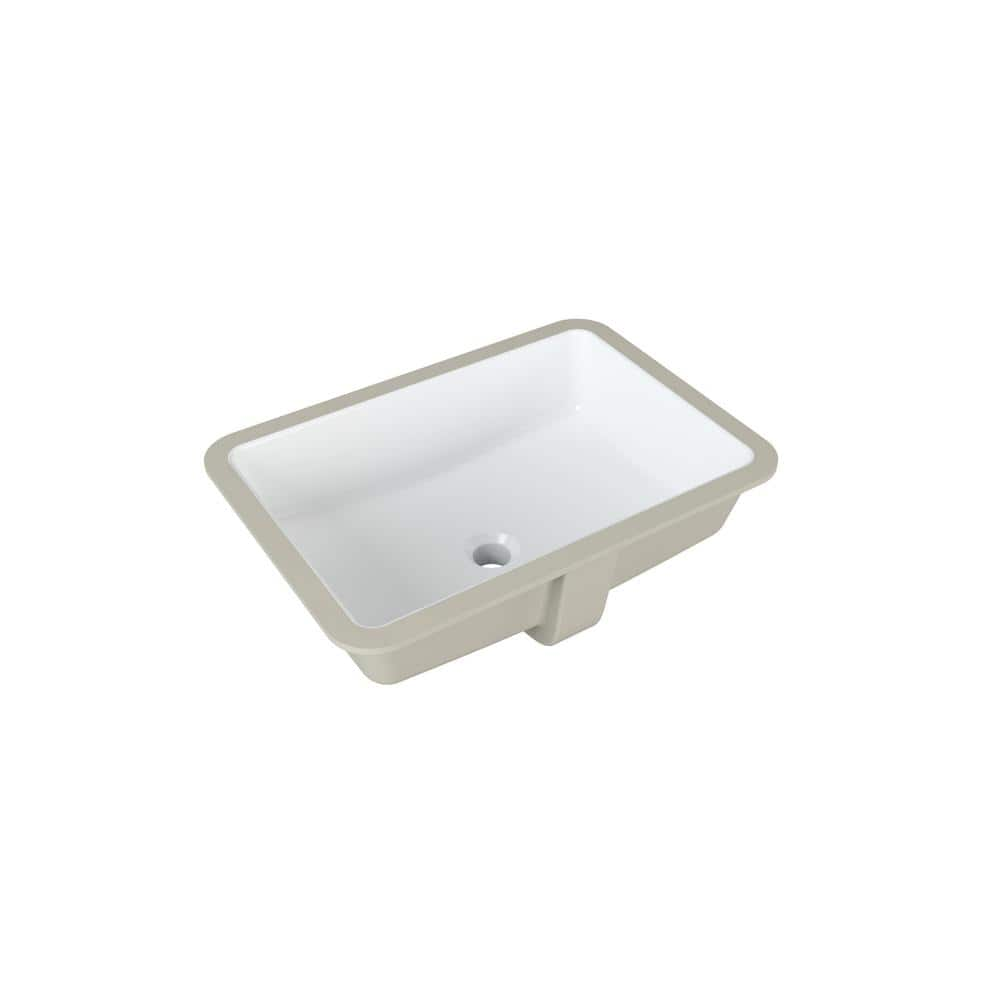 22 in. Ceramic Rectangular Undermount Bathroom Sink in White with Overflow Drain