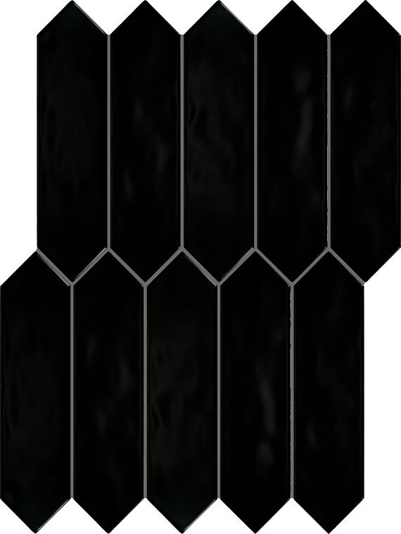 Stagecraft Matte Black Picket, Undulated 3X12 Matte