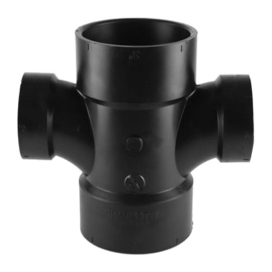 DWV Double Sanitary Tee, 3 x 2 in, Hub, ABS
