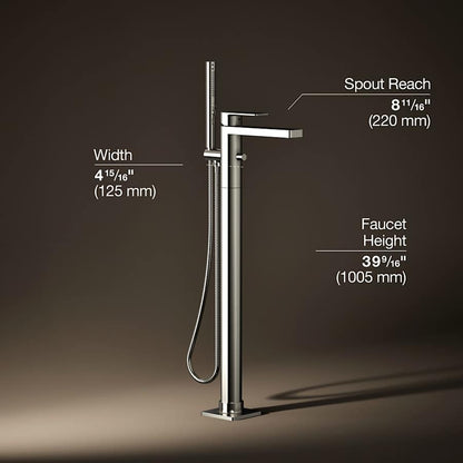Parallel Floor Mounted Tub Filler - Includes Hand Shower