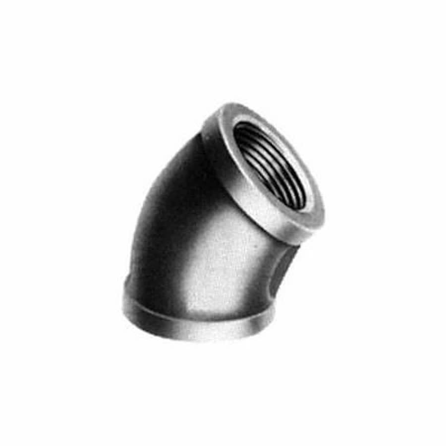 45 deg Elbow, 2 in, FNPT, 150 lb, Malleable Iron, Black, Domestic