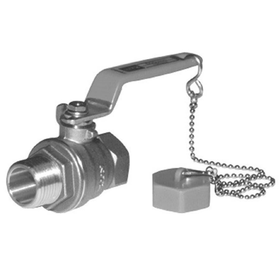2-Piece Ball Valve, 1/2 x 3/4 in, FNPT x Male Hose Thread, Full Port, Brass Ball, Brass