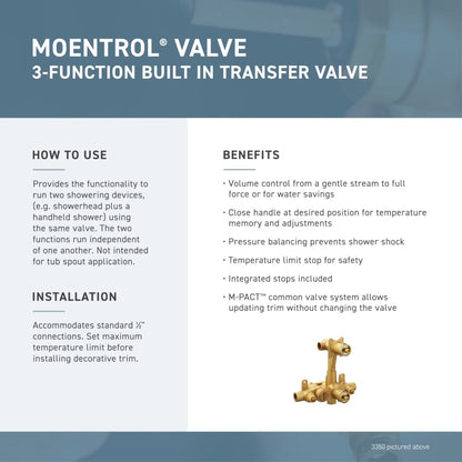 Double Handle Moentrol Pressure Balanced with Volume Control and Integrated Diverter Valve Trim from the Kingsley Collection (Less Valve)