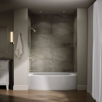 Expanse Bath Tub 60" x 30" - 36" Acrylic Soaking for Three Wall Alcove Installations with Integral Curved Apron and Left Drain