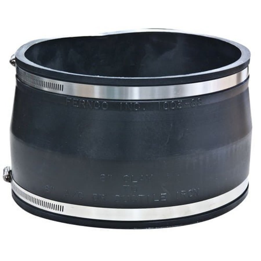 Transition Coupling, 8 in, Clay x Ductile Iron/AC, Flexible PVC