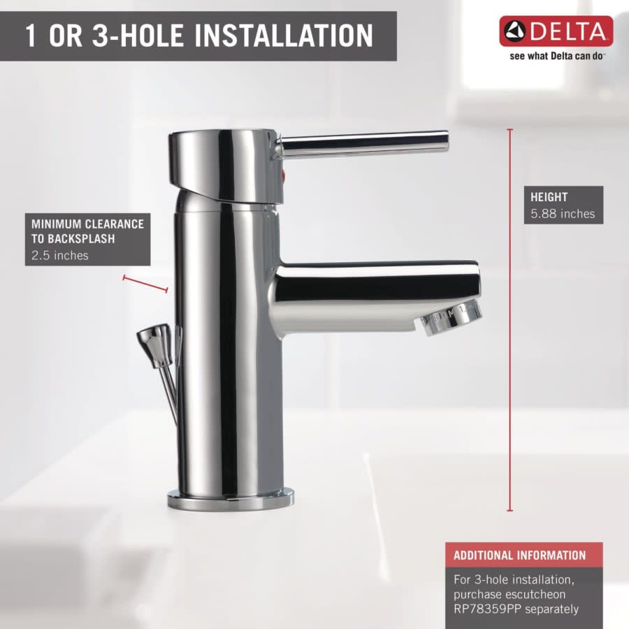 Modern Single Hole Bathroom Faucet with Pop-Up Drain Assembly 1.2gpm - Includes Limited Lifetime Warranty