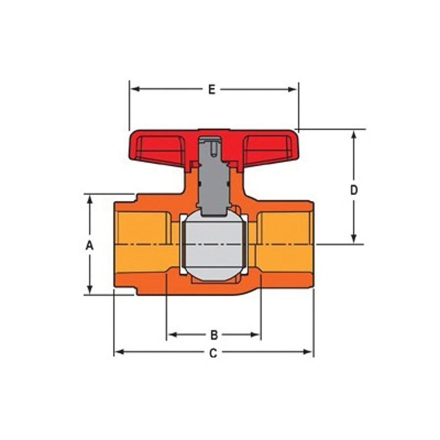 FlameGuard® Ball Valve, 3/4 in, Socket, Full Port, CPVC