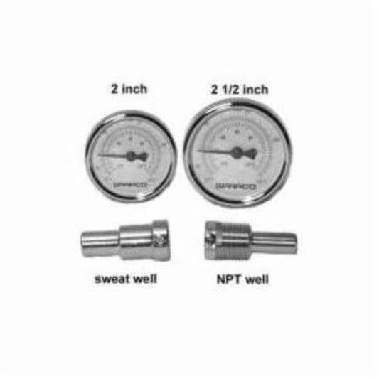 Dial Thermometer, 2-1/2 in, 32 to 250 deg F, 1-1/2 in Stem