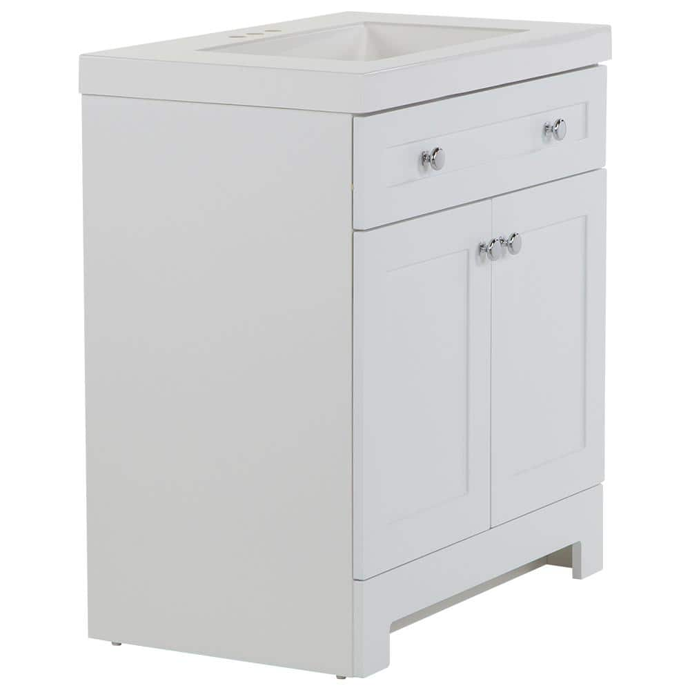 31 in. W x 19 in. D x 34 in. H Single Sink Freestanding Bath Vanity in White with White Cultured Marble Top