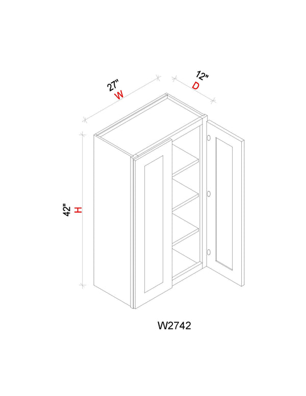 Wall Cabinet - 27"W x 42"H x 12"D