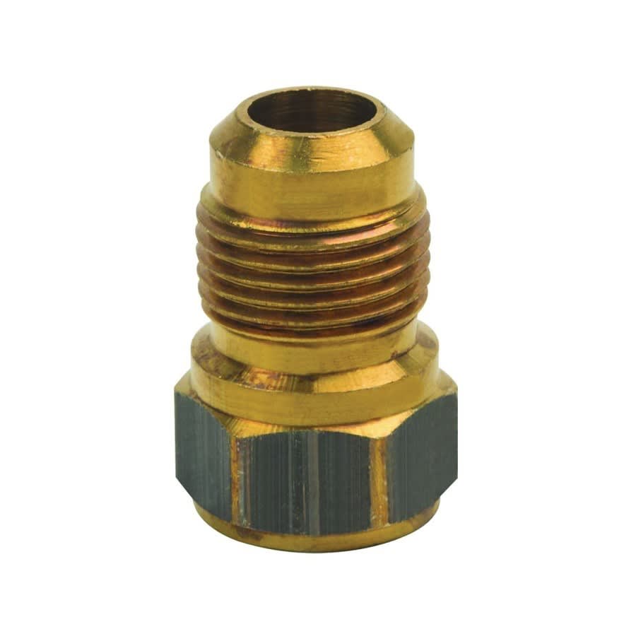 Female Adapter, 1/2 x 3/8 in, Flare x FNPT, Brass, Rough Brass, Domestic