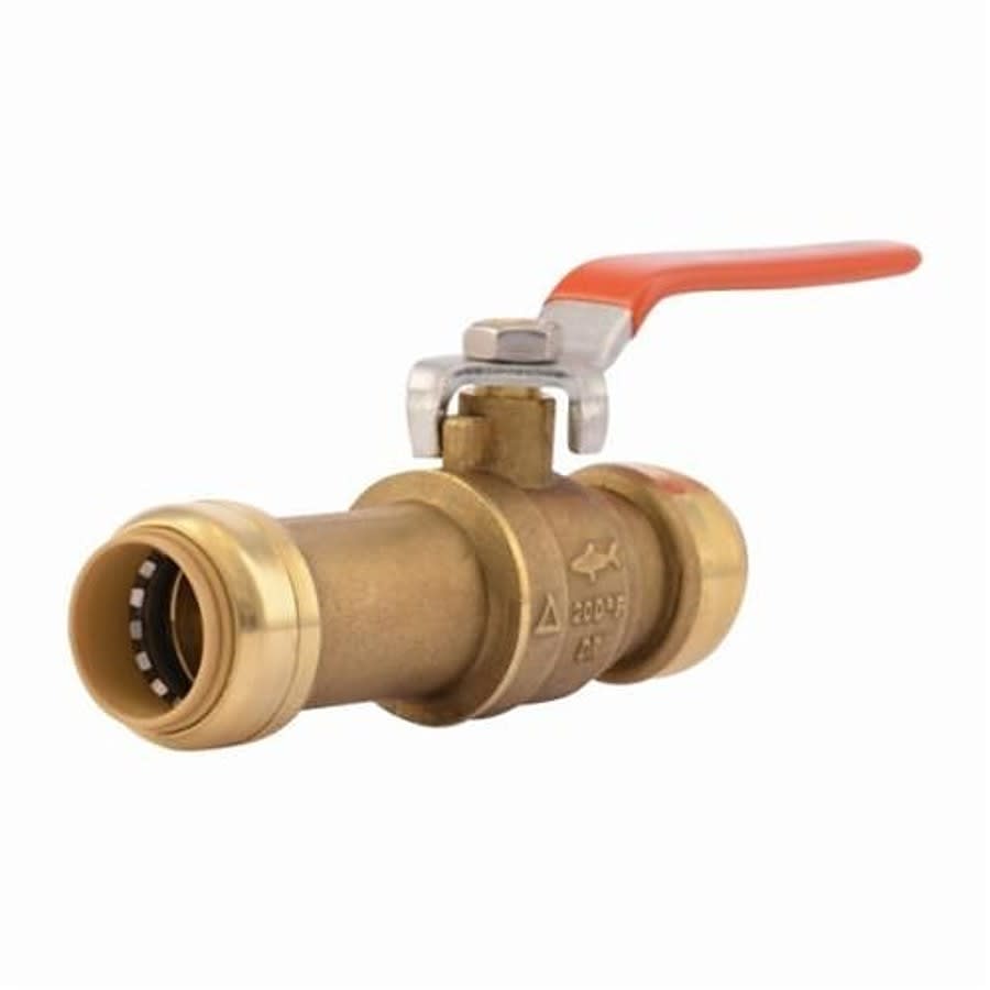 1-Piece Ball Valve, 3/4 in, Push, Full Port, Brass Ball, Brass