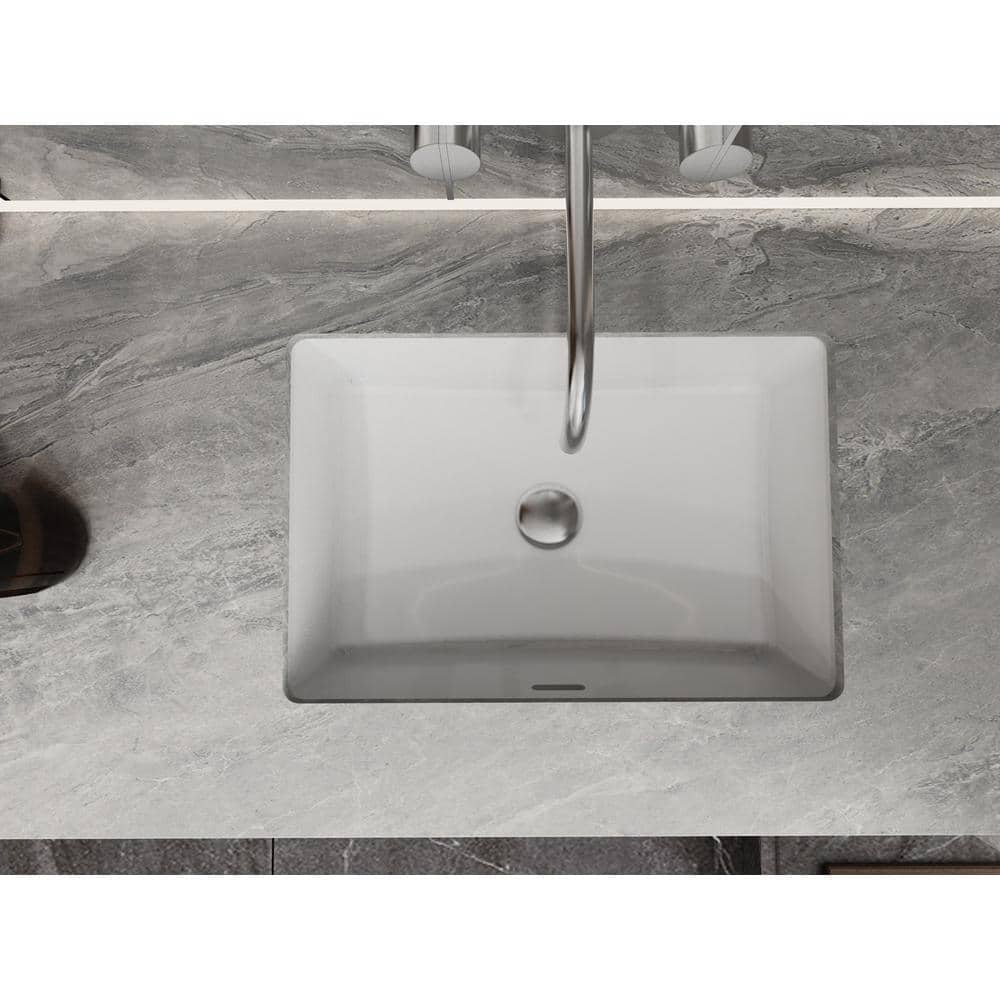 22 in. Ceramic Rectangular Undermount Bathroom Sink in White with Overflow Drain