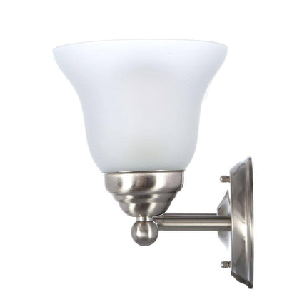 Hampton Bay Ashhurst 3-Light Brushed Nickel Classic Traditional Bathroom Vanity Light with Frosted Glass Shades