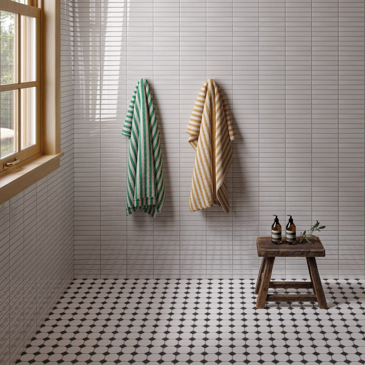 Le Cafe White 1x6 Straight Stack Mosaic Gloss