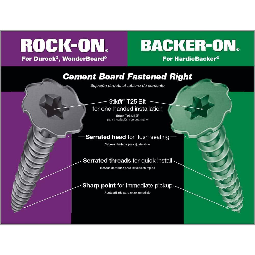 Rock-on #9 x 1-1/4 in. Serrated Flat Head Star Drive Cement Board Screws (185-Pack)