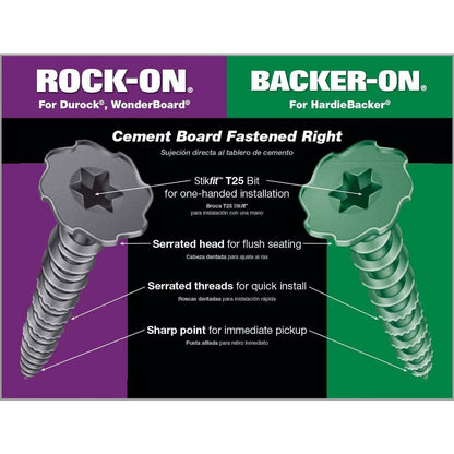 Rock-on #9 x 1-1/4 in. Serrated Flat Head Star Drive Cement Board Screws (185-Pack)