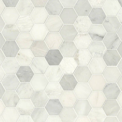 Greecian White 3" Hexagon Mosaic Tile