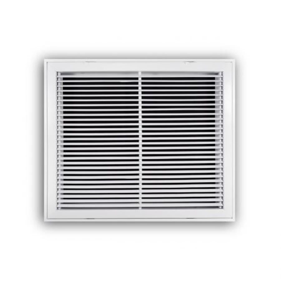 Fixed Bar Type Return Filter Grille, 25 x 20 in, 30 deg Pitch, 2 in Filter, Steel, White