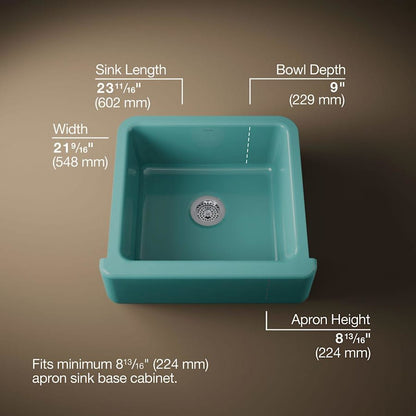 Whitehaven 23-1/2" Self-Trimming Farmhouse Single Basin Enameled Cast Iron Kitchen Sink