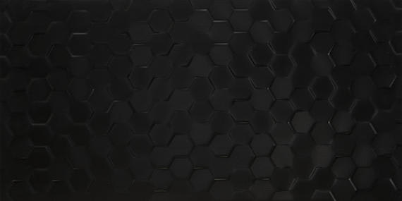 Multitude Domino Black Rectangle, Hex 12X24 Textured