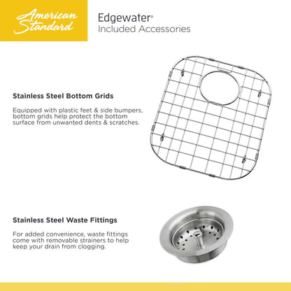 Edgewater 33" Single Basin Stainless Steel Kitchen Sink for Drop In or Undermount Installations with Single Faucet Hole - Drain Included