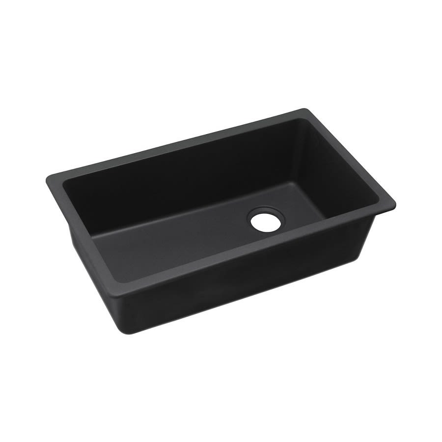 Classic® Single Bowl Kitchen Sink, Under Mount, 33 x 18-3/4 in, 9-1/2 in Bowl Depth, Quartz, Black