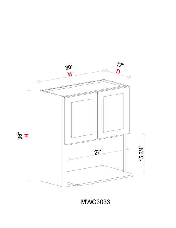 Microwave Wall Cabinet- 30"W x 36"H x 12"D