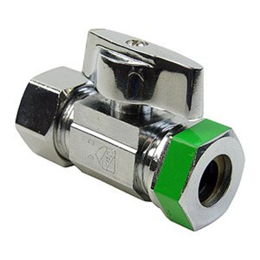 Quarter Turn Straight Stop, 5/8 x 1/2 in, Comp, Chrome