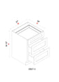 Drawer Base Cabinet - 27"W x 34- 1/2"H x 24"D - 3DRW