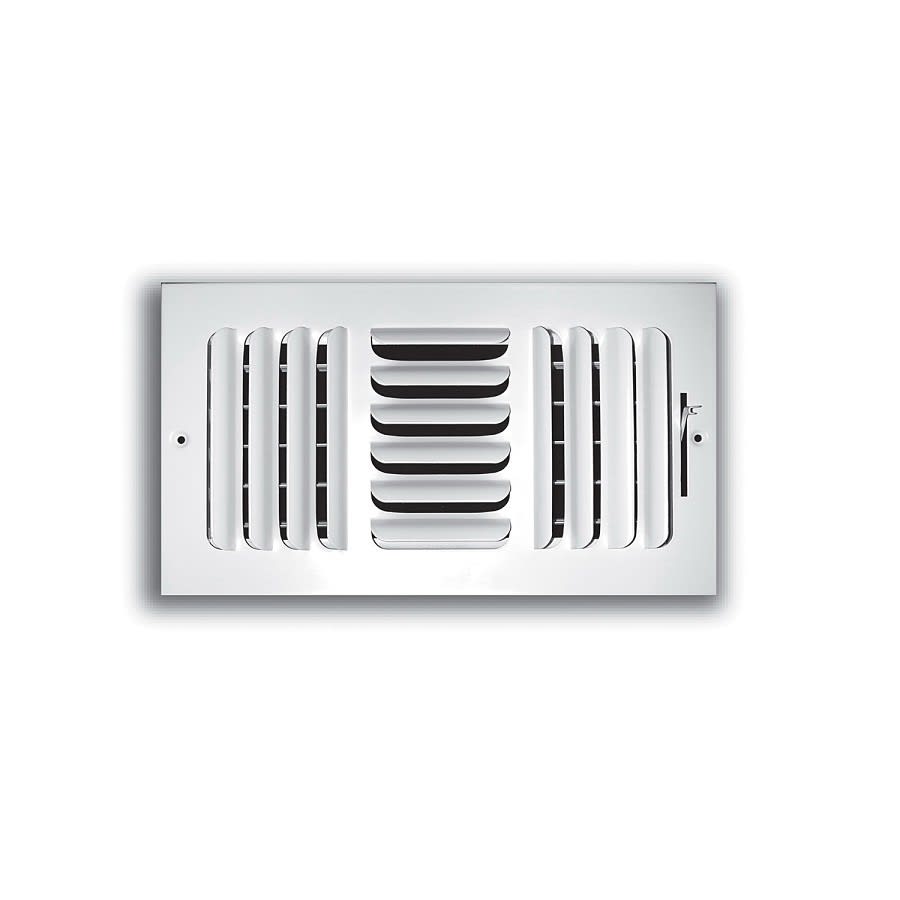 3-Way Curved Blade Supply Register, 10 x 4 in, Horizontal Blades, 7/8 in Spacing, Multi Shutter Damper, Steel, White